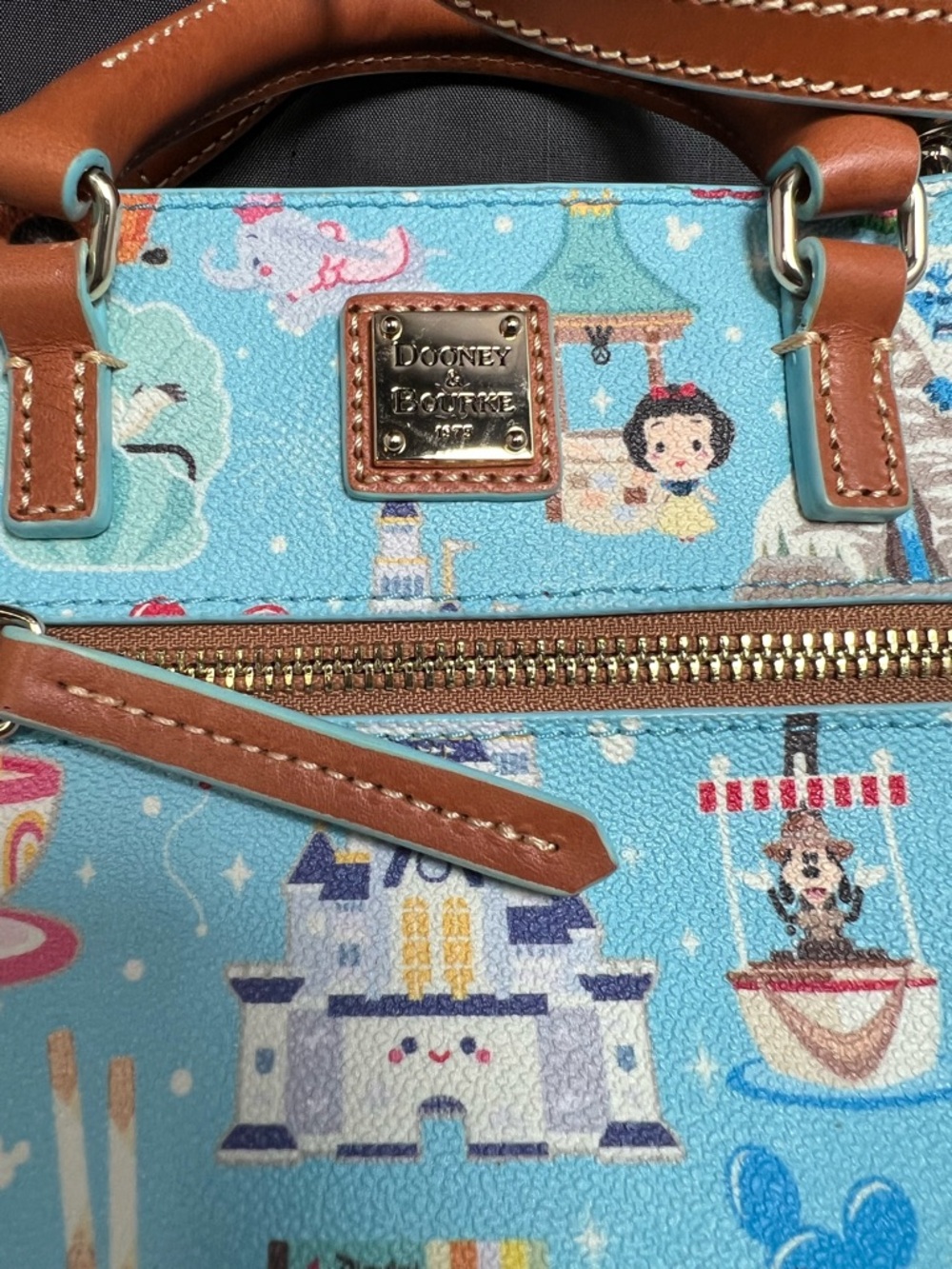 Disney Parks Dooney & Bourke Crossbody Bag Blue park icons Print - Picture 2 of 9
